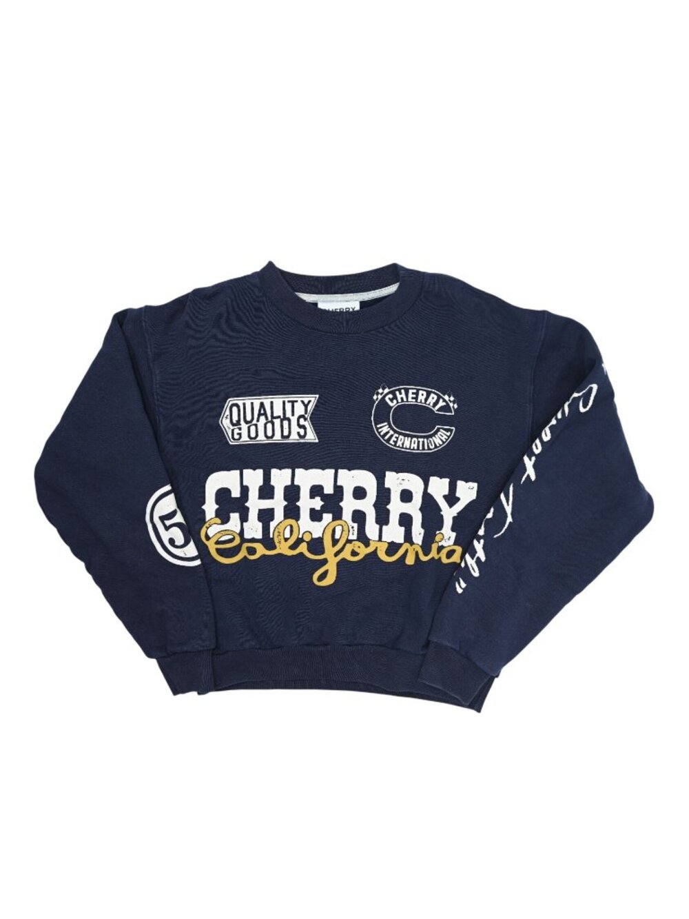Cherry LA Logo Print Cotton Jersey Sweatshirt in Blue